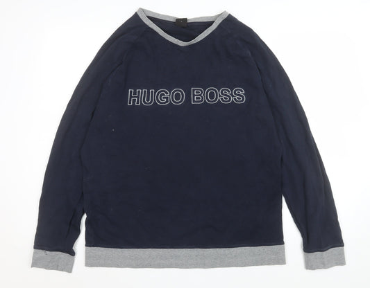 Hugo Boss Men's Blue XL Logo Pullover Sweatshirt