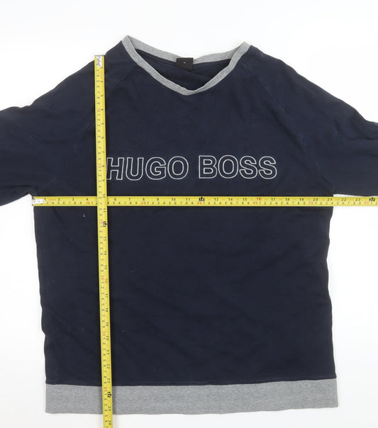 Hugo Boss Men's Blue XL Logo Pullover Sweatshirt