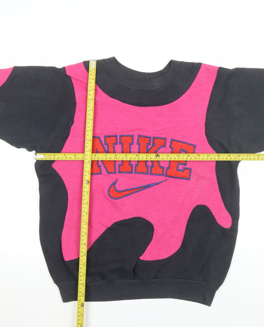 Nike Teens Black Pink Colourblock Pullover Sweatshirt L 152-158cm