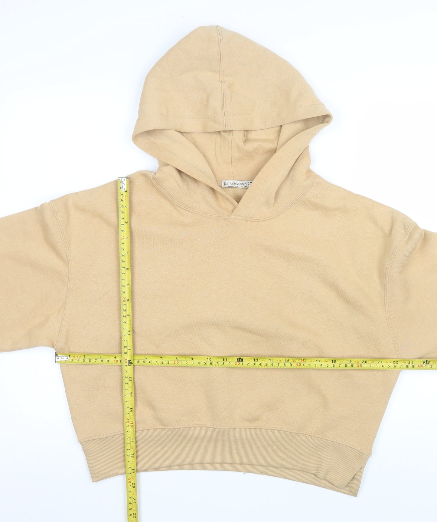 Stradivarius Womens Beige Hoodie Medium Pullover Cotton Blend Sweater