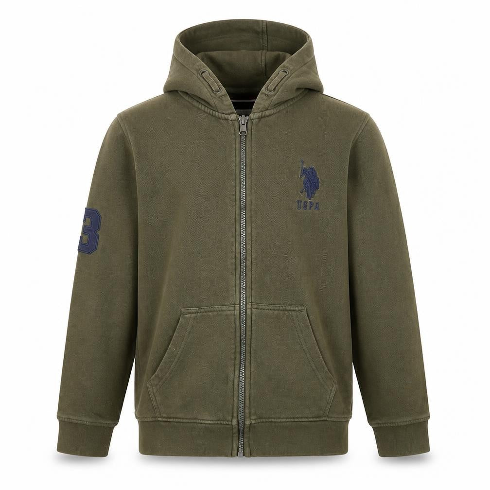 U.S. Polo Assn. Boys Green Full Zip Fleece Hoodie 9-10 Years