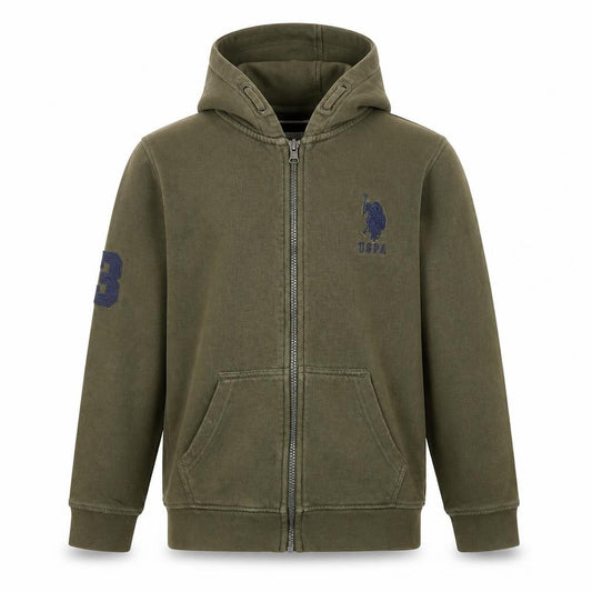 U.S. Polo Assn. Boys Green Full Zip Fleece Hoodie 9-10 Years