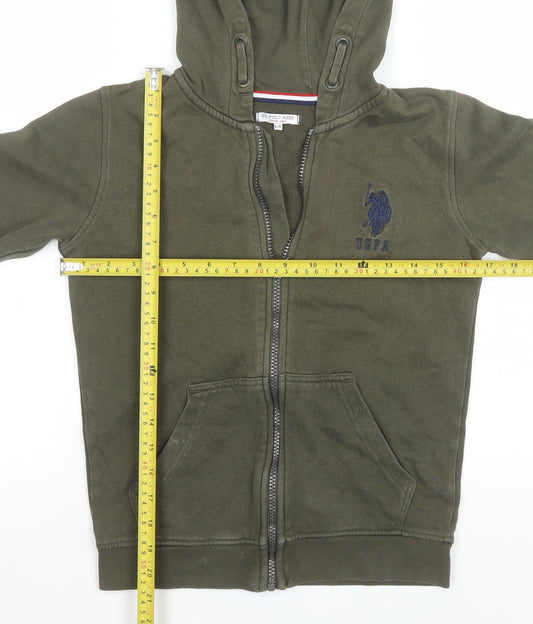U.S. Polo Assn. Boys Green Full Zip Fleece Hoodie 9-10 Years