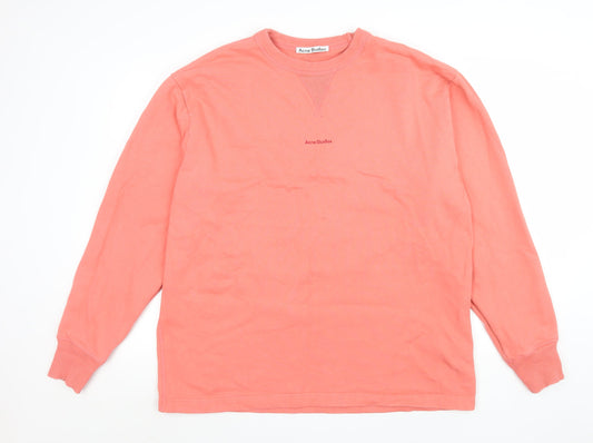 Acne Studios Women Coral Pink Cotton Pullover Sweatshirt M