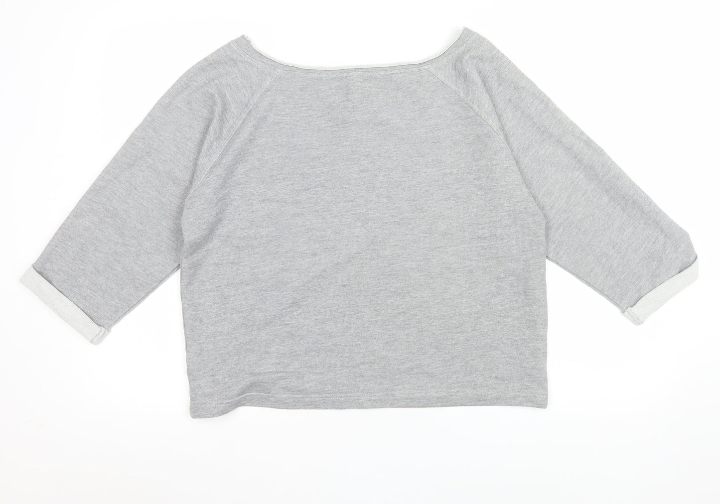 Mantis Womens Grey Cropped T-Shirt S Boat Neck Raglan Sleeves
