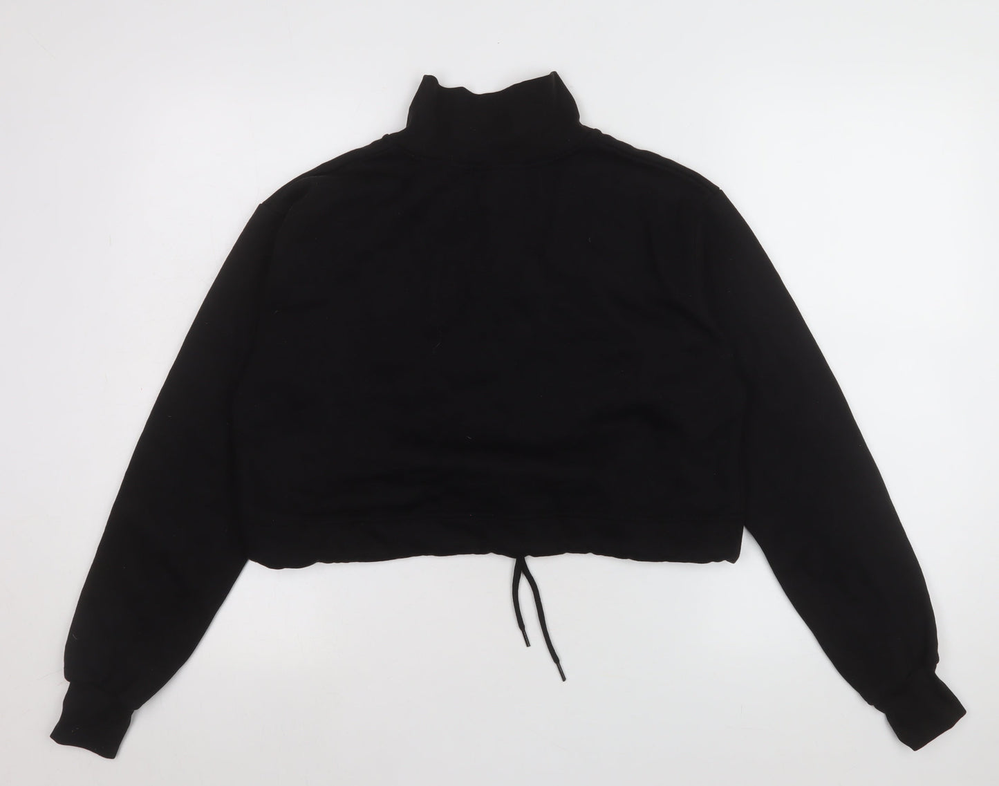 Femme Luxe Womens Black 1/2 Zip Cropped Sweatshirt Size 8