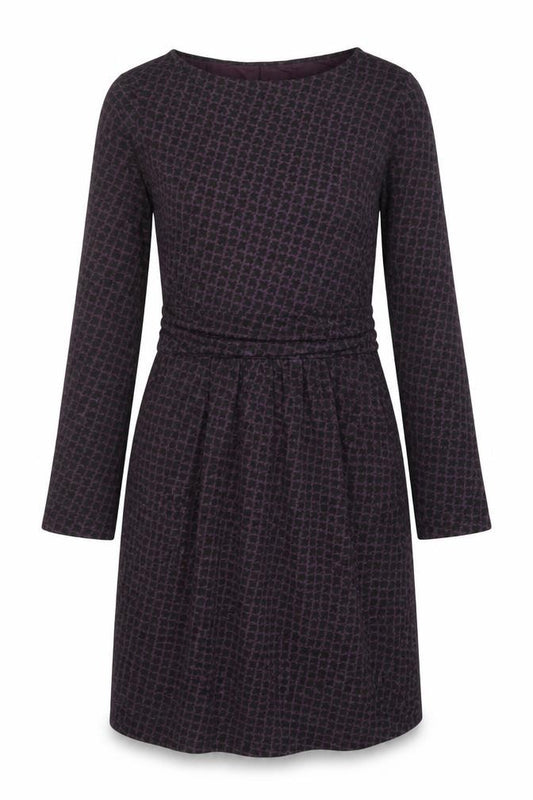 Boden Women Purple Geometric Fit & Flare Jersey Dress Size 10R