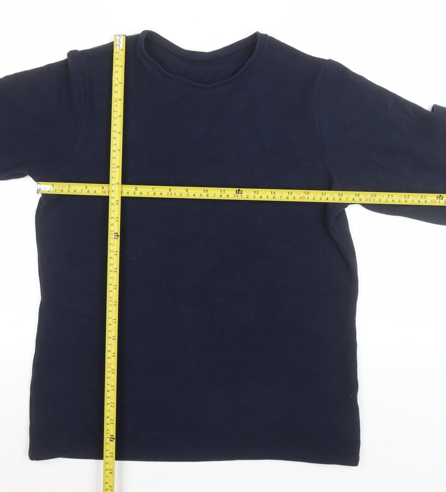 Marks and Spencer Men's Navy Long Sleeve Crew Neck T-Shirt Size 22 Regular Fit