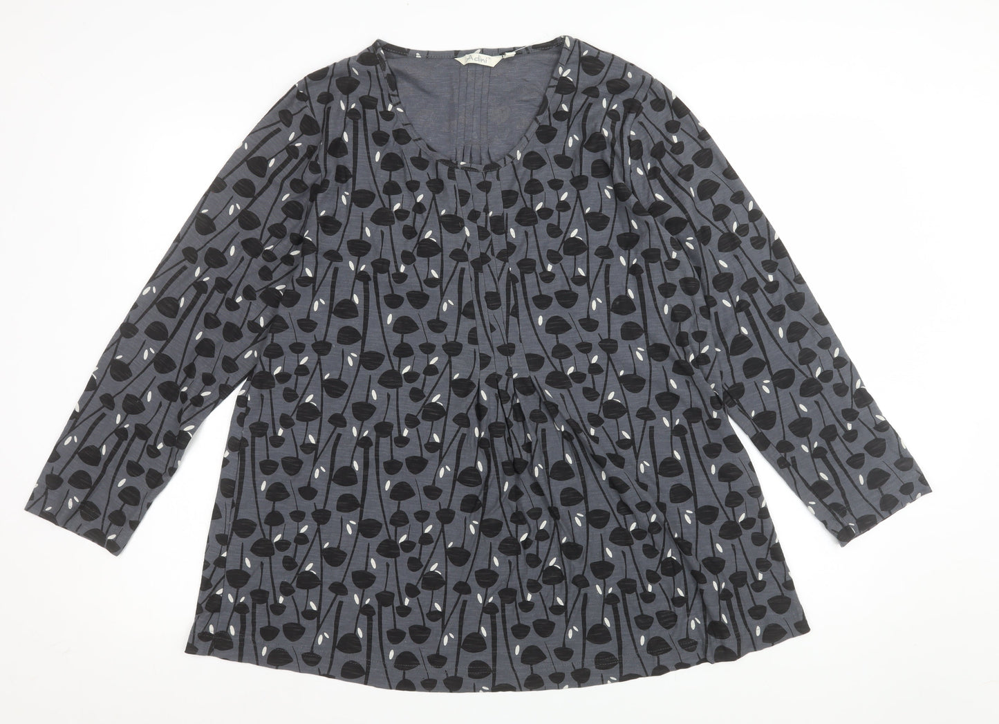 Adini Women Grey 100% Cotton Shift Dress Size L Long Sleeve