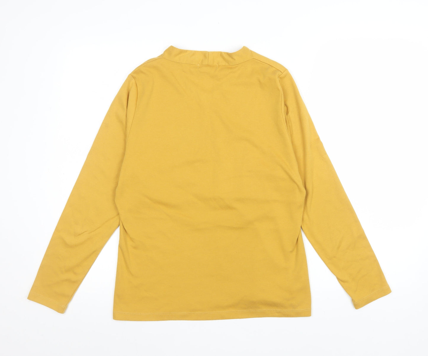 Freshwear Womens Yellow V-Neck Long Sleeve Basic Top Size L