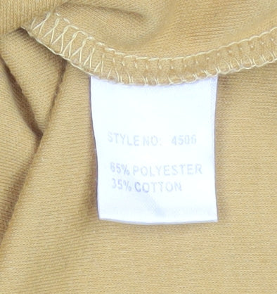 Freshwear Womens Yellow V-Neck Long Sleeve Basic Top Size L