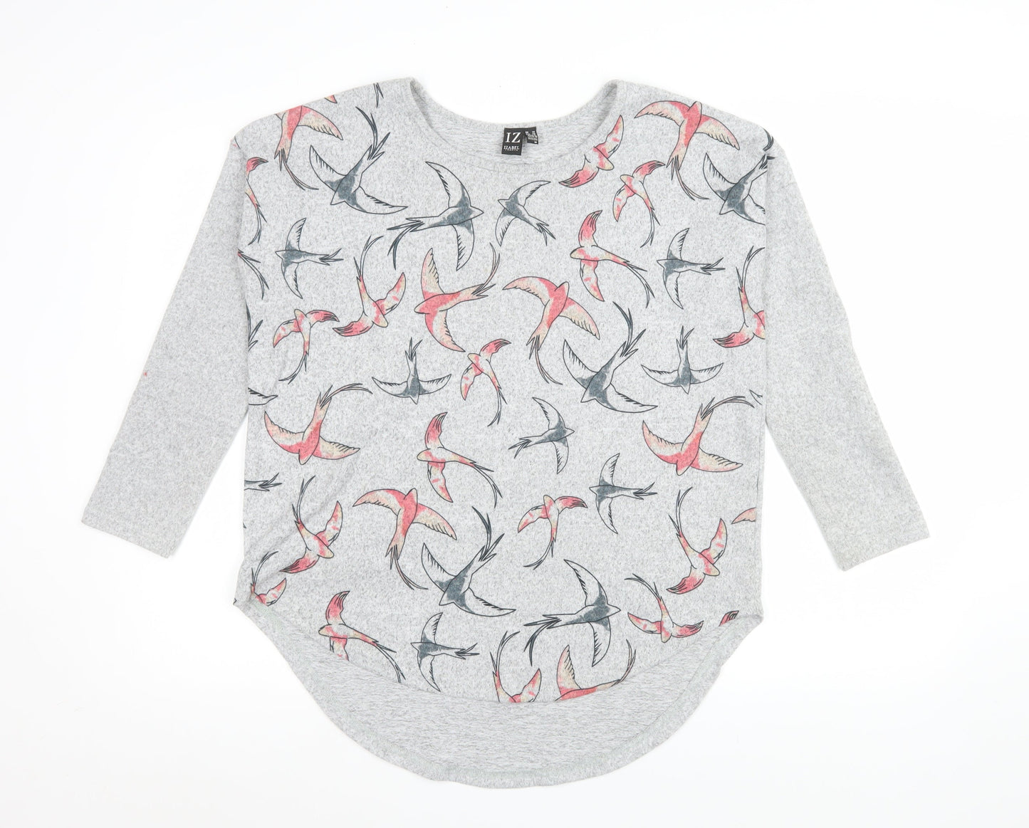 Izabel London Women's Grey Bird Print Pullover Sweatshirt Size 10