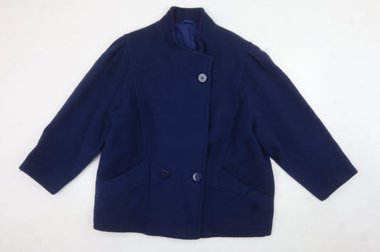 Marks and Spencer Womens Navy Wool Coat Size 18 Classic Mid-Length