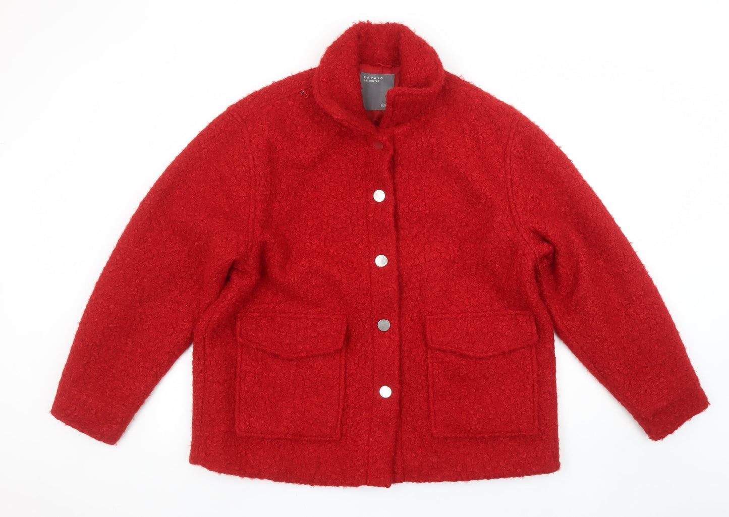Papaya Women Red Size 12 Basic Mid-Length Fleece Jacket