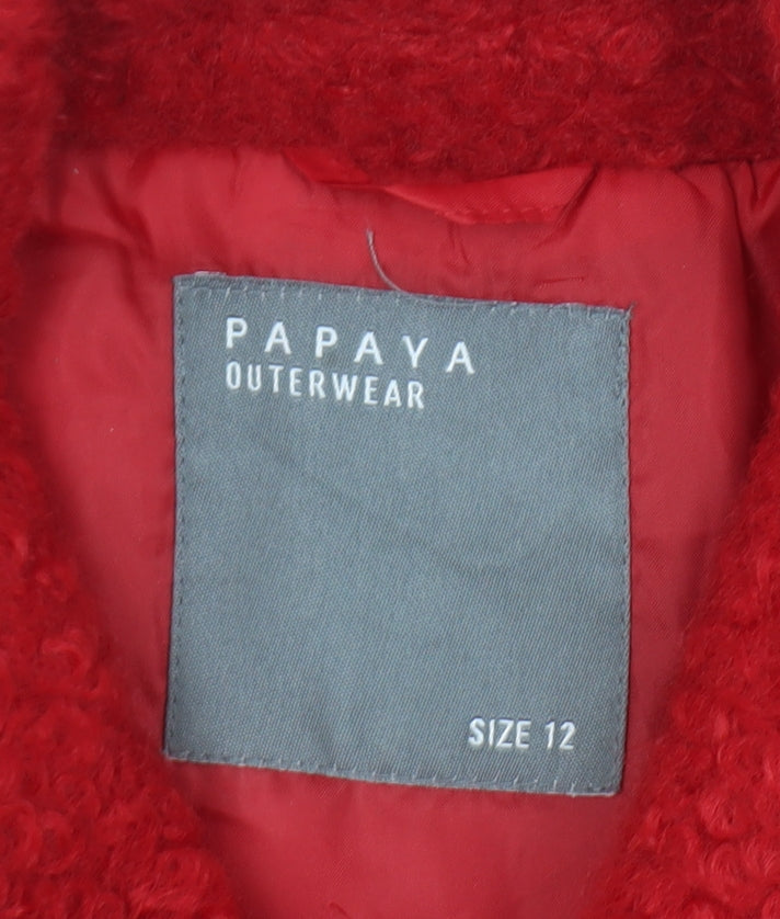 Papaya Women Red Size 12 Basic Mid-Length Fleece Jacket