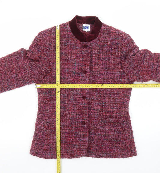 Penny Plain Women’s Red Tweed Wool Blend Suit Jacket Size 10 Classic Autumn
