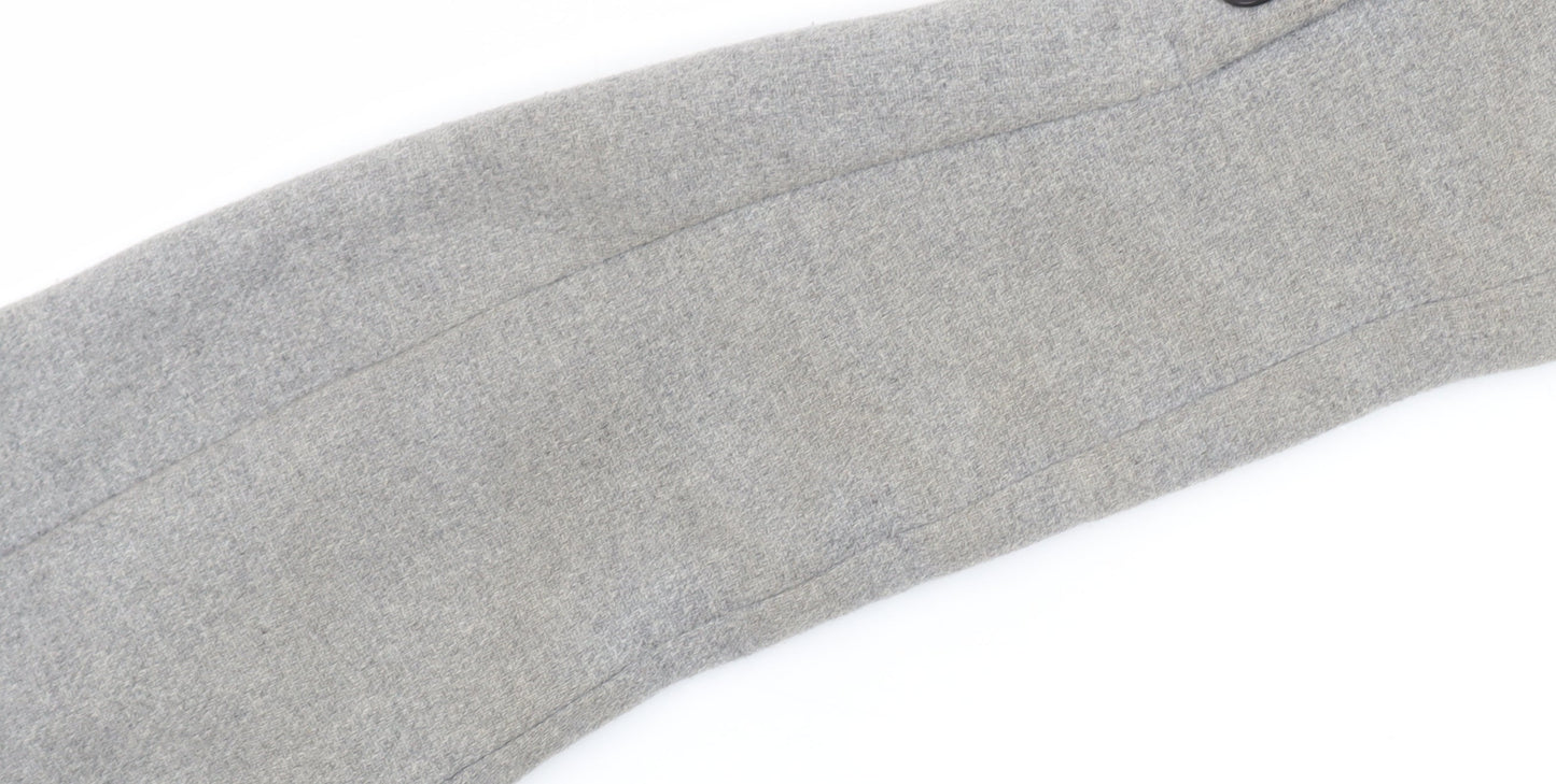 Zara Women Grey Wool Blend Long Coat XS Classic Buttoned