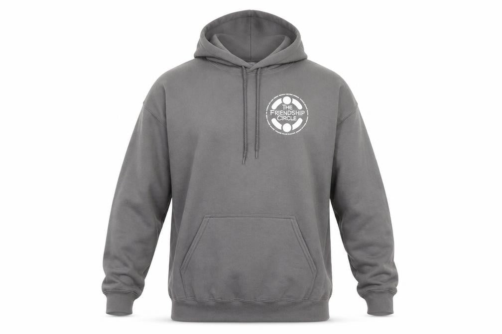 Gildan Men’s Grey Pullover Hoodie Size L Graphic Logo Heavyweight Sweatshirt