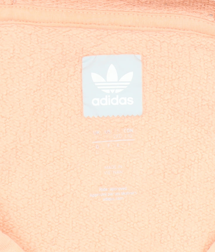 Adidas Womens Peach Hooded Pullover Sweatshirt L 78% Cotton Casual