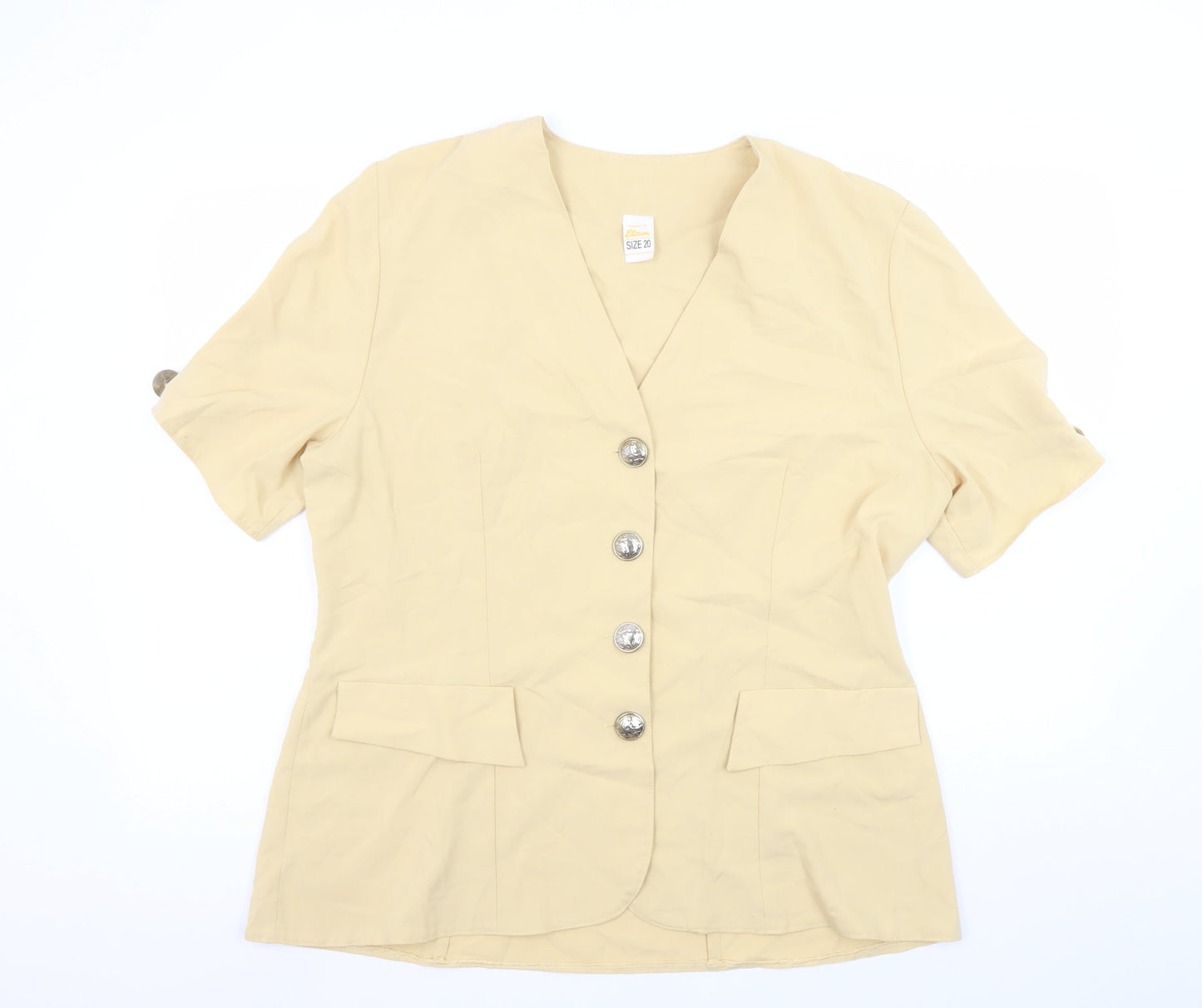 Etam Women Beige Size 20 Short Sleeve Single-Breasted Suit Jacket