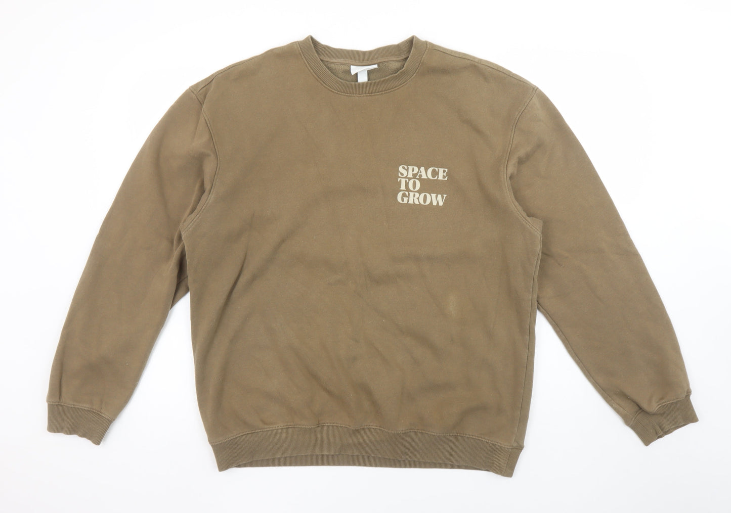 H&M Men Brown Relaxed Fit Graphic Print Sweatshirt Size M