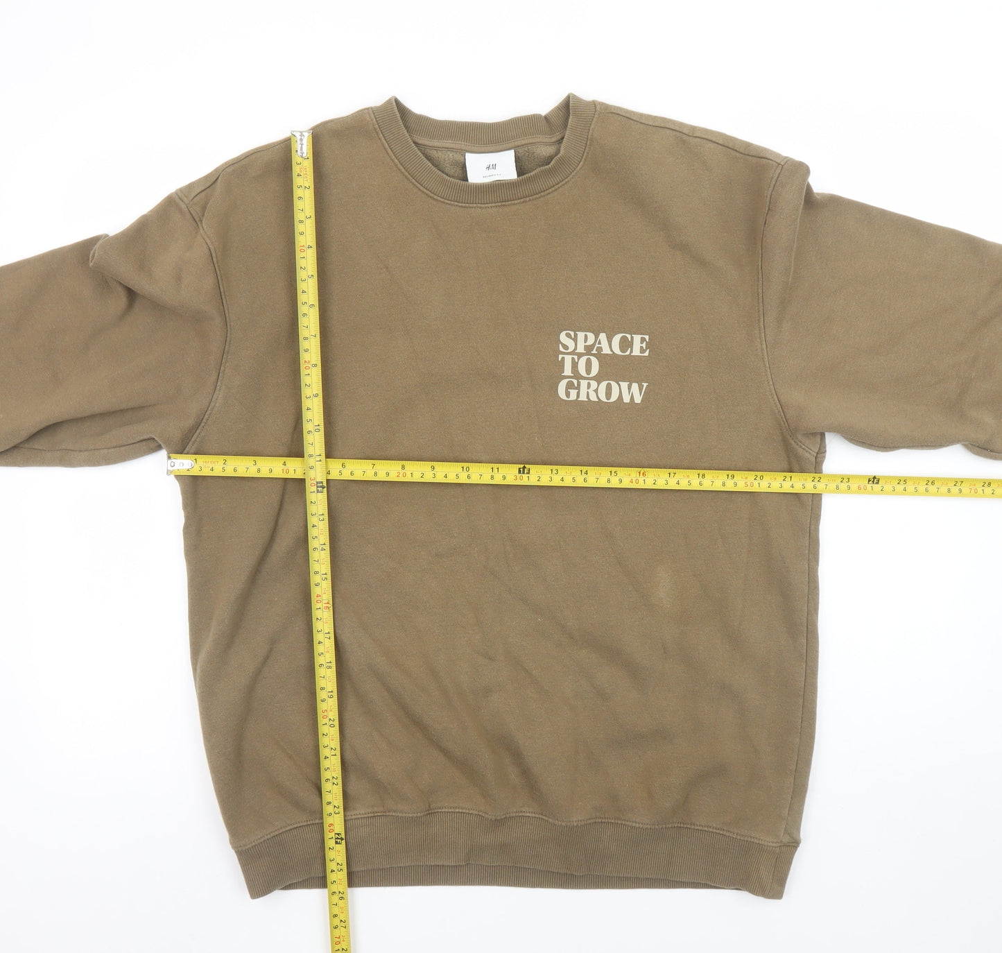 H&M Men Brown Relaxed Fit Graphic Print Sweatshirt Size M
