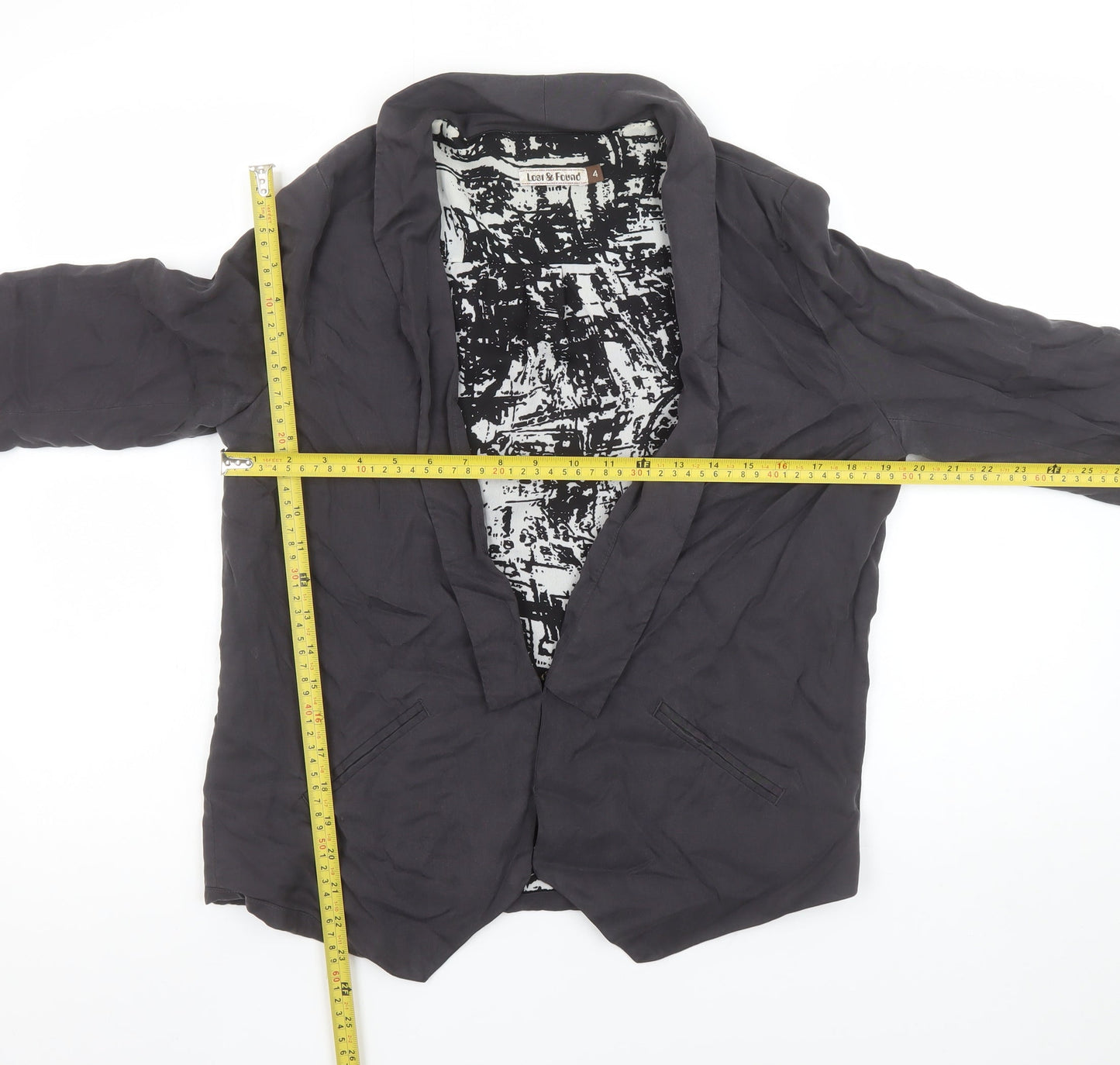 Lost & Found Women's Black Size 8 Tencel Blazer Jacket