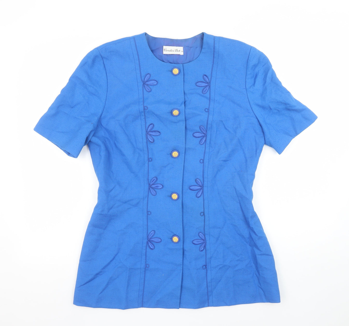 Condici Set Women's Blue Short Sleeve Suit Top Size 12