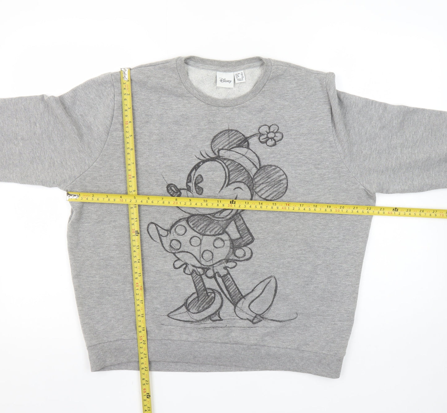 Disney Women Grey Minnie Mouse Pullover Sweatshirt Size 16