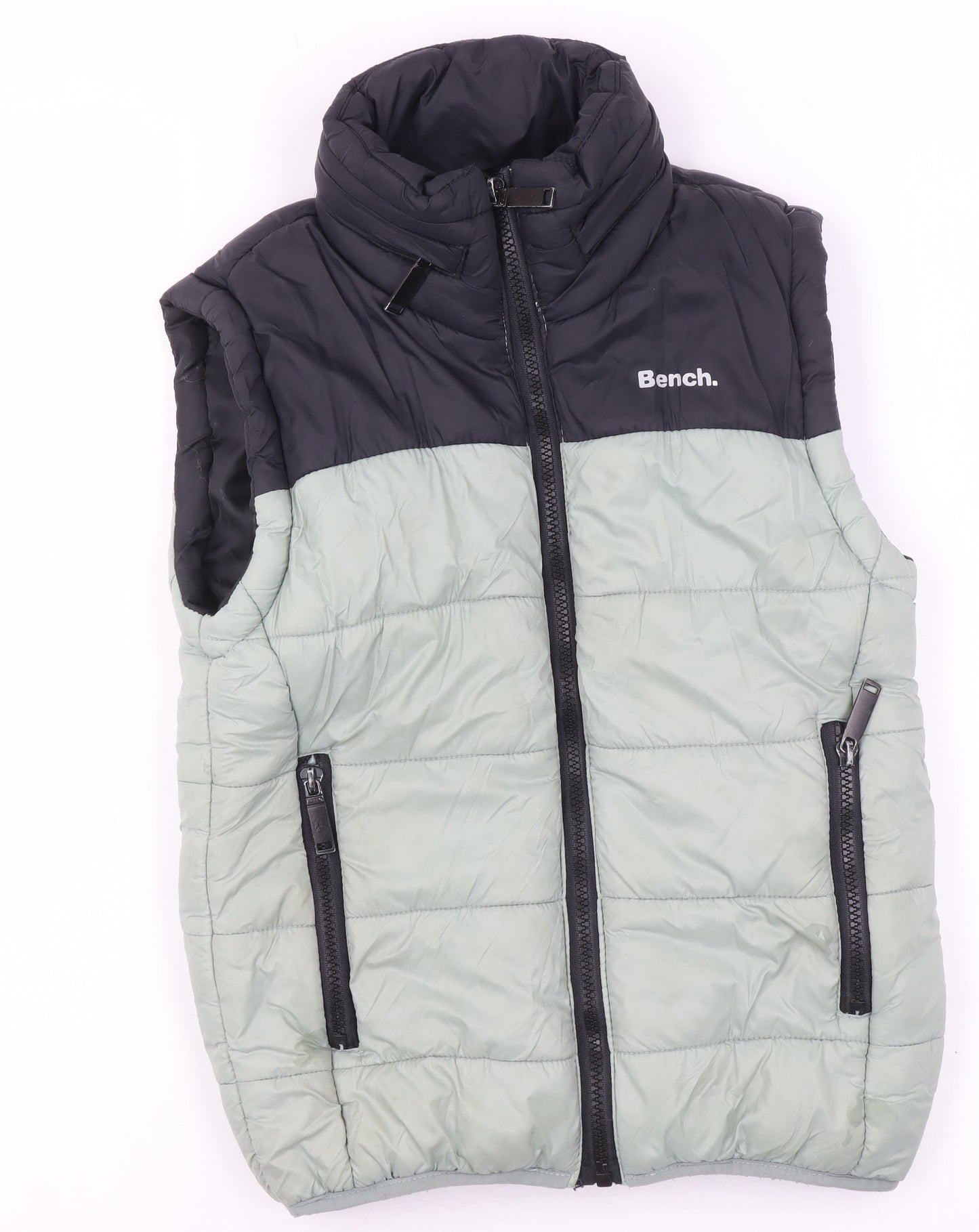 Bench Boys Black Green Padded Bodywarmer Gilet 5-6 Years Full Zip