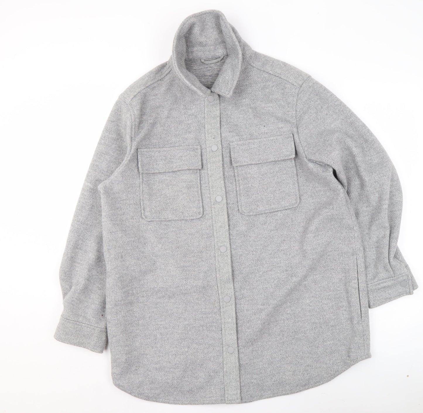Marks and Spencer Women’s Grey Marl Long Sleeve Button Jacket Size 16