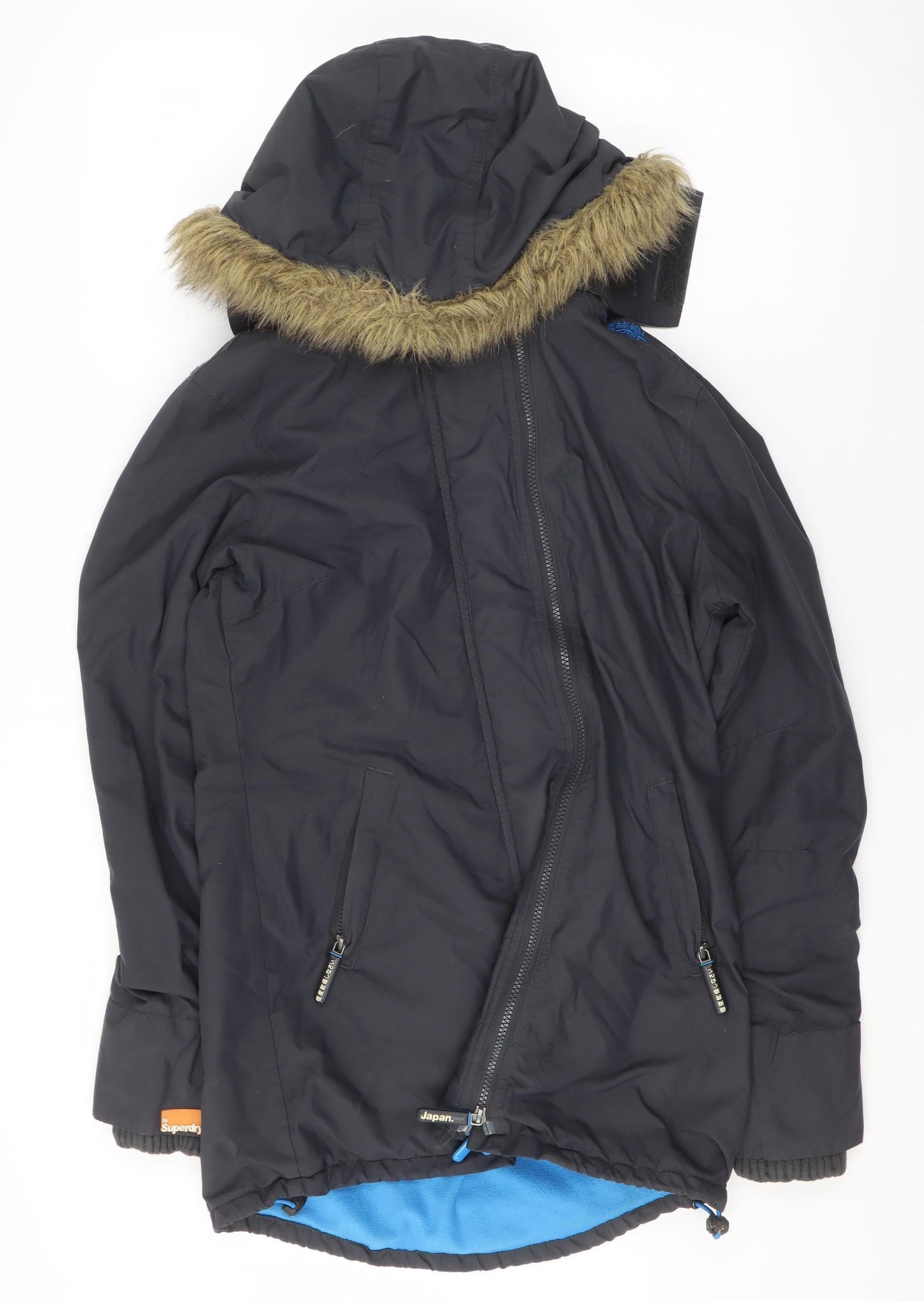 Superdry Men's Black Parka Coat Size S Winter Hooded Jacket