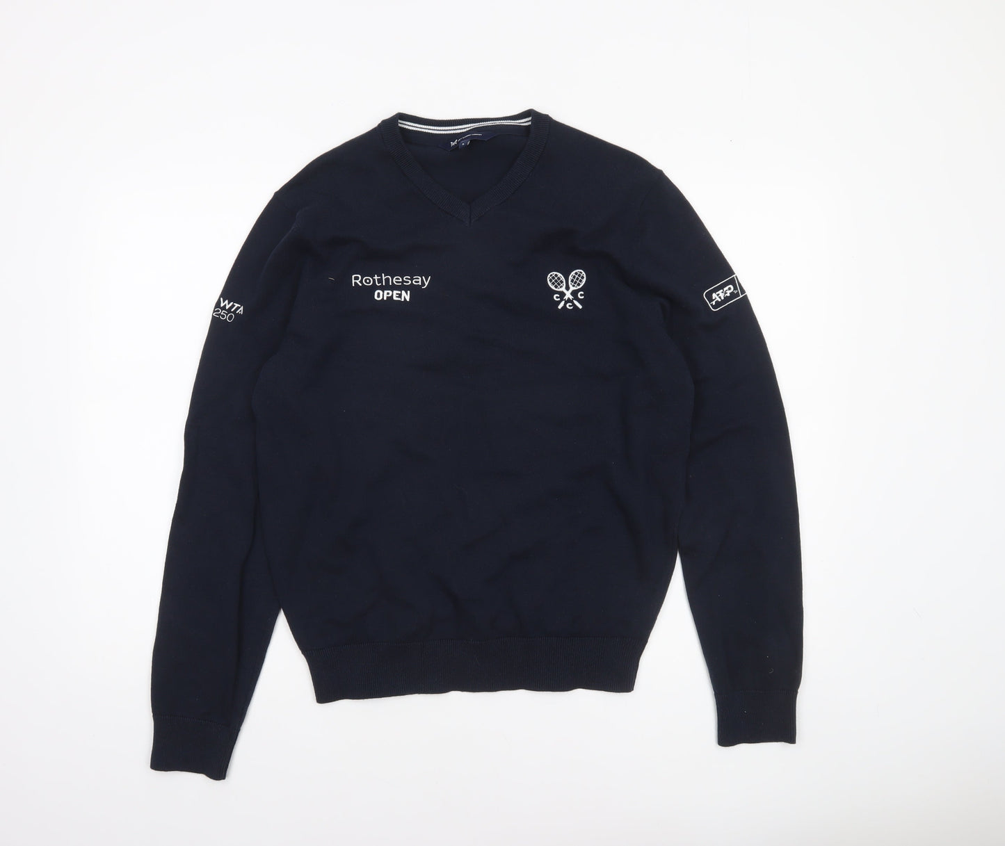 Crew Clothing Company Men’s Blue V-Neck Cotton Pullover Jumper L