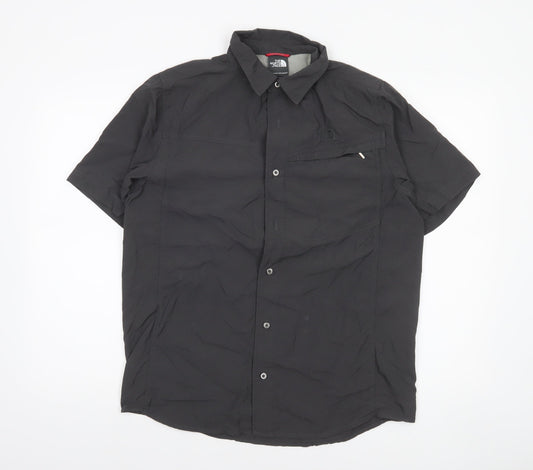 The North Face Men's Black Nylon Short Sleeve Button-Up Shirt M