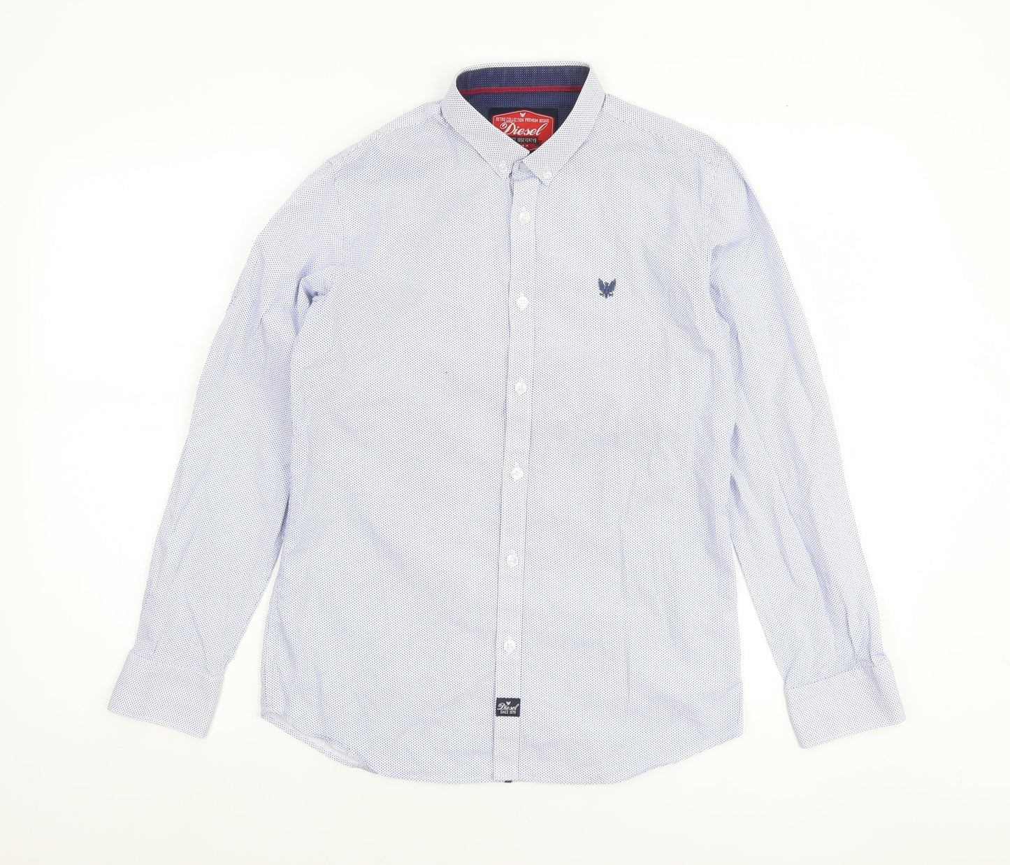 Diesel Boys Blue Button-Down Long Sleeve Cotton Shirt Age 13