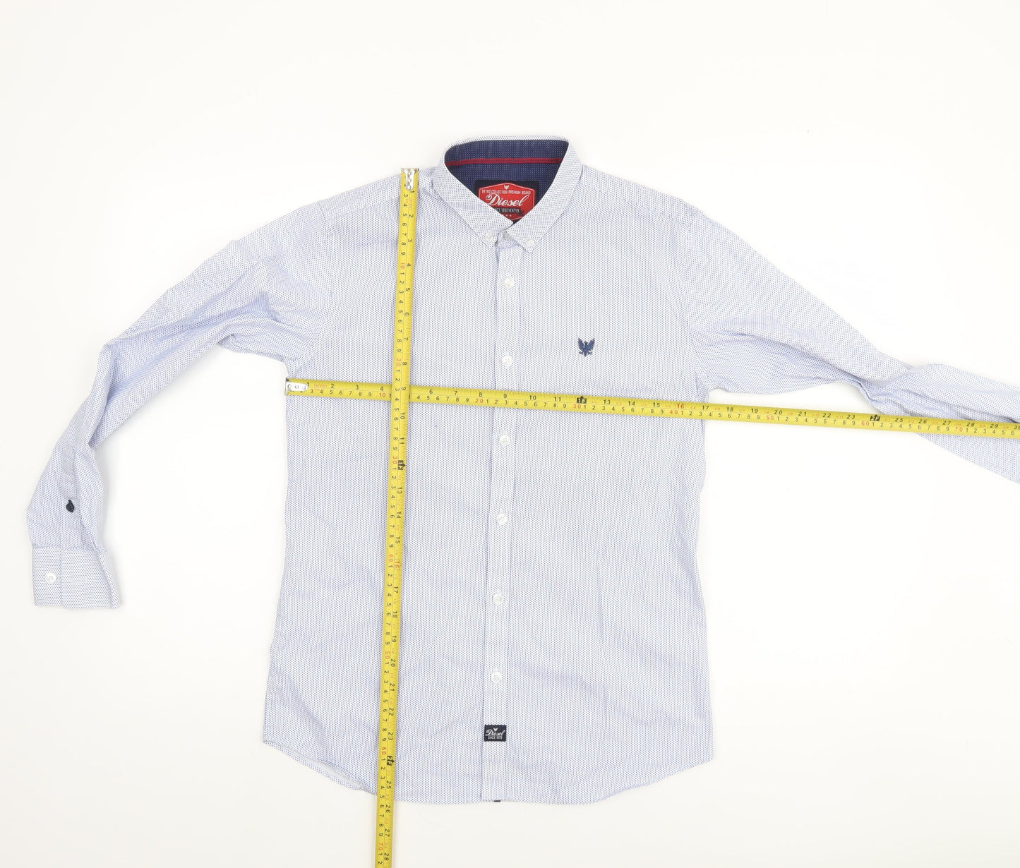 Diesel Boys Blue Button-Down Long Sleeve Cotton Shirt Age 13