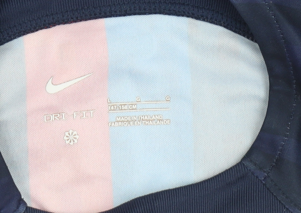 Nike Boys Multicoloured L Barcelona Football Shirt Athletic Dri-Fit Top