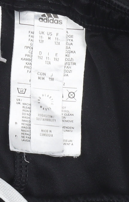 adidas Boys Black Athletic Sports Shorts Size 12 Years Lightweight Activewear