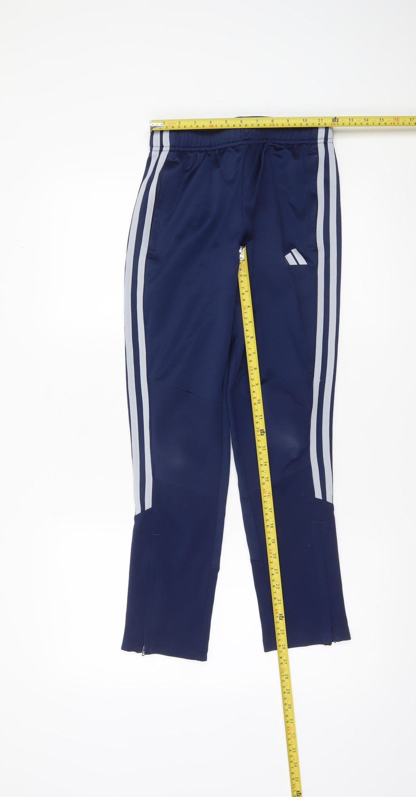 Adidas Boys Blue 12 Years Jogger Trousers with Stripes and Elastic Waist