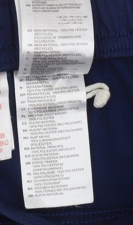 Adidas Boys Blue 12 Years Jogger Trousers with Stripes and Elastic Waist