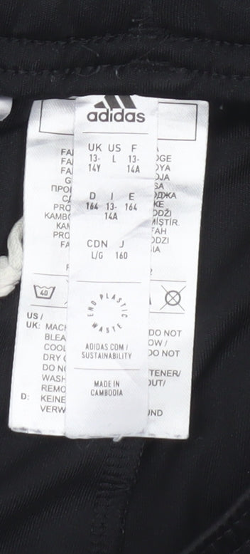 Adidas Boys Black 13-14 Years Athletic Sports Shorts Quick Dry
