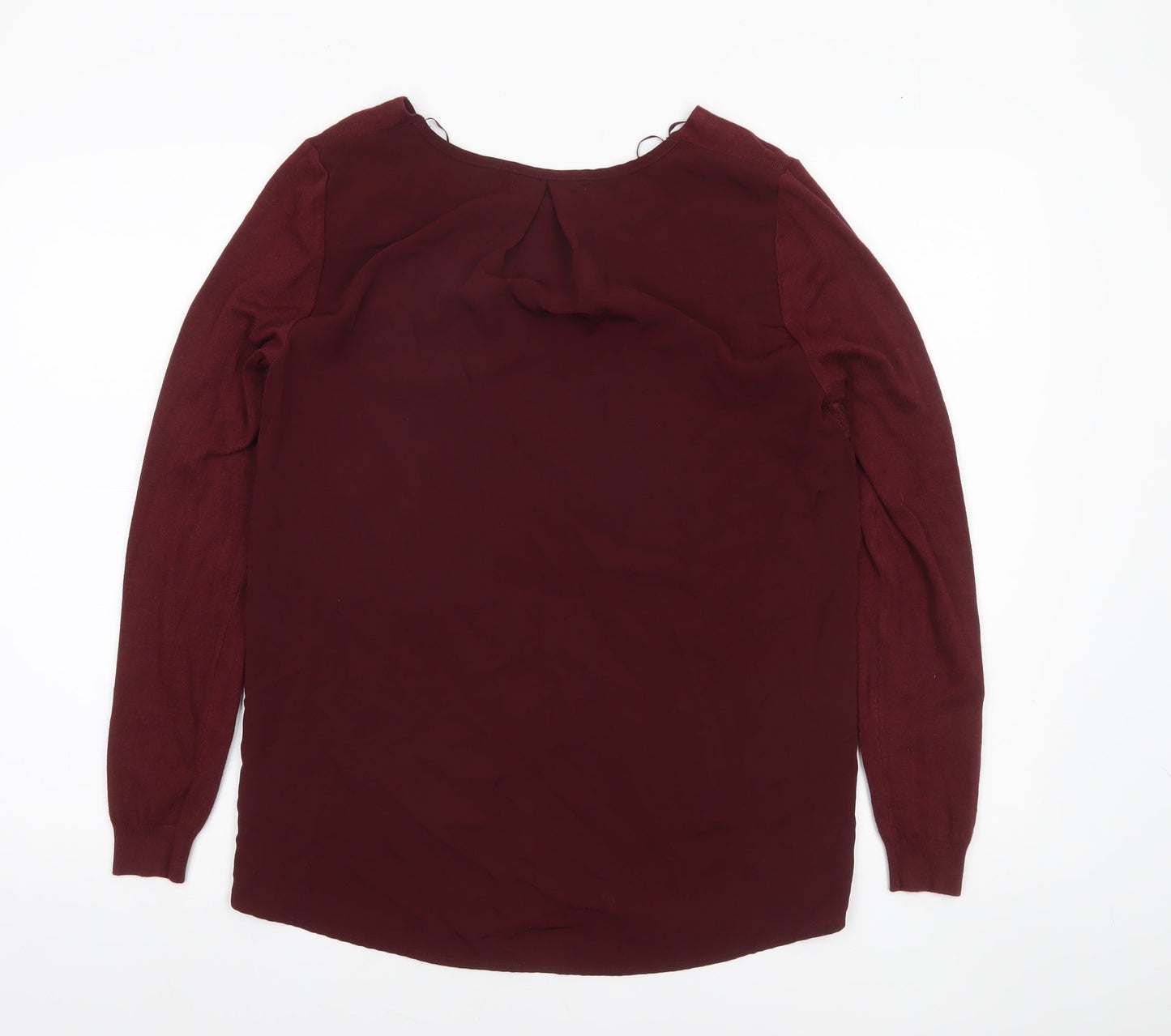 Marks and Spencer Women’s Red V-Neck Lace Panel Long Sleeve Jumper Size 10