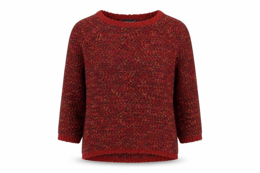 David Emanuel Womens Red Chunky Knit 3/4 Sleeve Jumper Size M