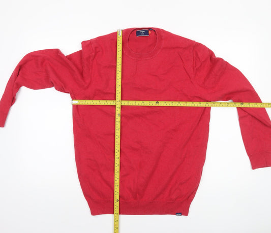 Superdry Men's Red Cotton Crew Neck Pullover Jumper Size M