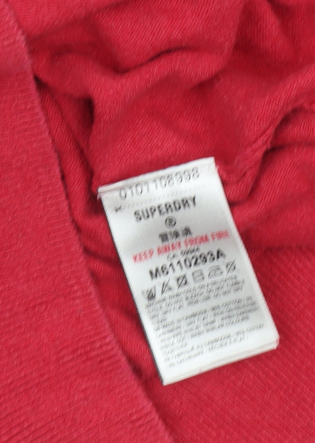 Superdry Men's Red Cotton Crew Neck Pullover Jumper Size M