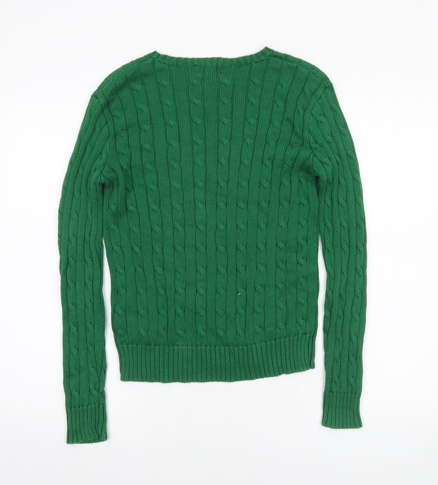 Polo Ralph Lauren Women’s Green Cable-Knit Cotton Jumper Size S