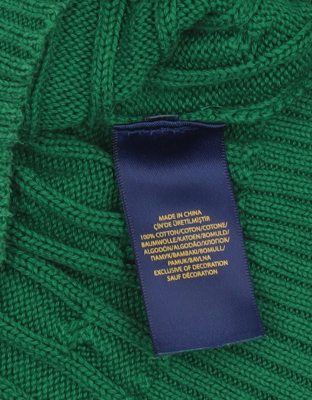 Polo Ralph Lauren Women’s Green Cable-Knit Cotton Jumper Size S