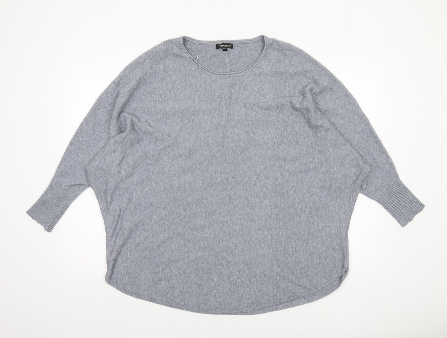 Obsession Women Grey One Size Relaxed Knit Pullover Jumper
