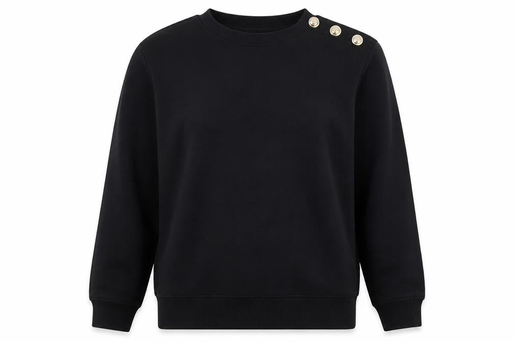 H&M MAMA Women's Black Button Shoulder Pullover Sweatshirt Size 12