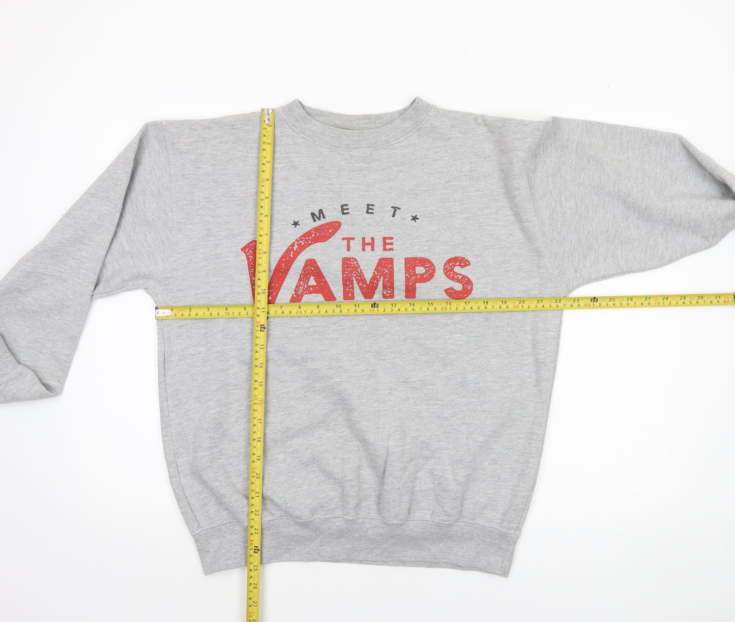 d&hclothinguk Men's Grey Meet The Vamps Graphic Pullover Sweatshirt L